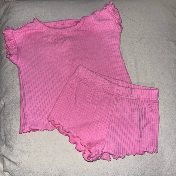 Baby girls ruffle ribbed top and bottom set - Picture 2 of 2